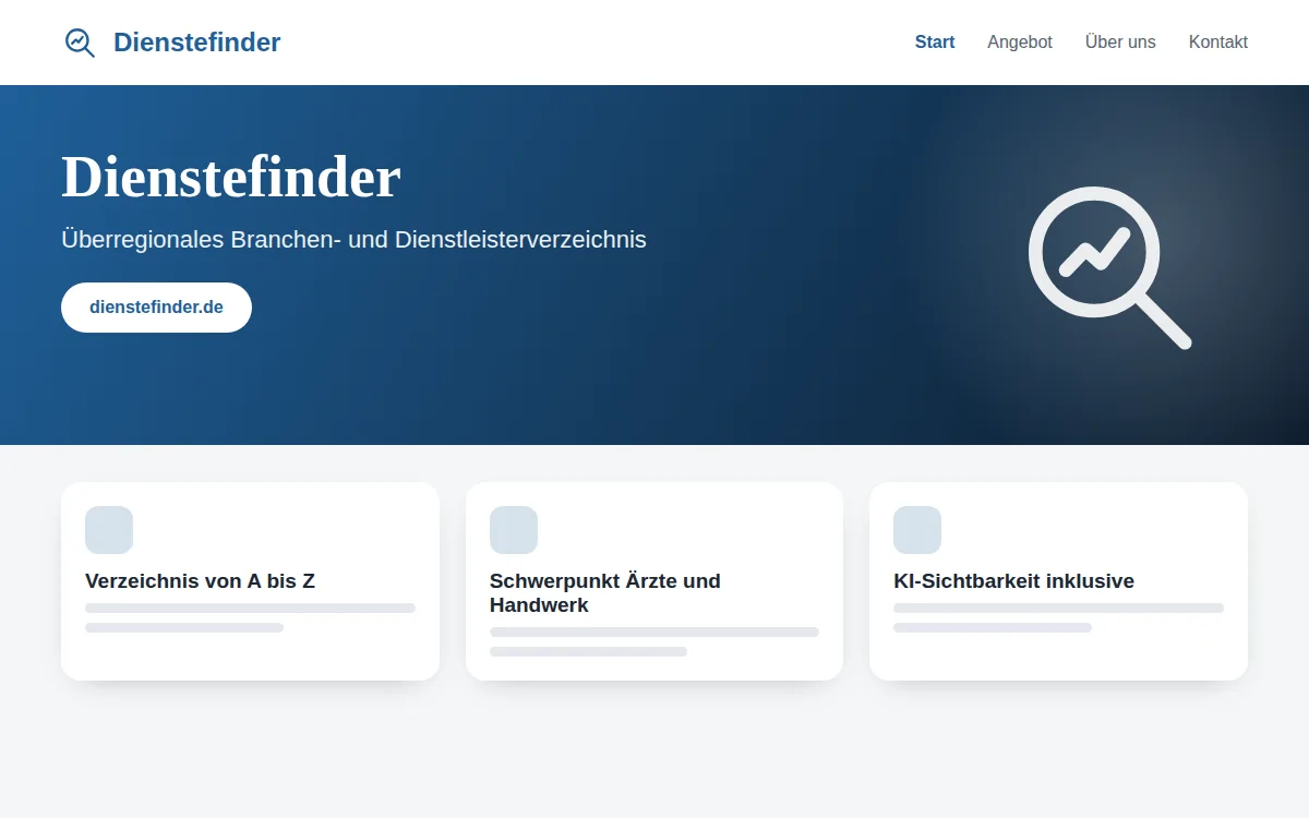 Startseite von dienstefinder.de